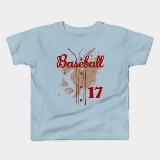 Baseball Jersey Number 17 Kids Baseball Uniform Dirty Funny #17 Kids T-Shirt